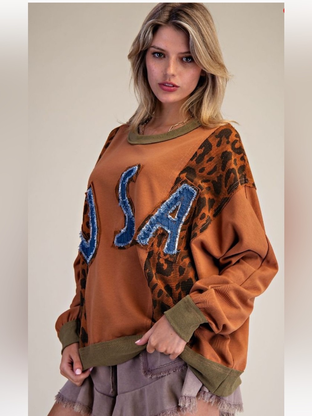 447 small - 3X EASEL USA PATCH FRONT ANIMAL MIX WASHED PULLOVER